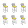 Kit 6 Banquetas Bistrô Bertoia Preta D80 Com Assento Amarelo