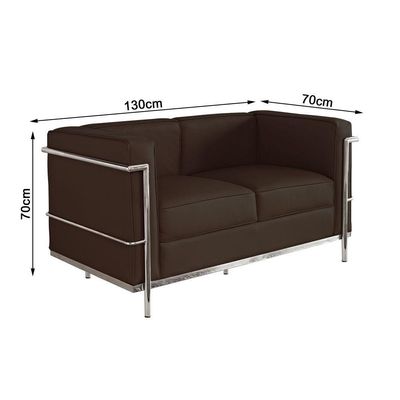 Sofa Le Corbusier De 2 Lugares Cromado Em Sintético Marrom