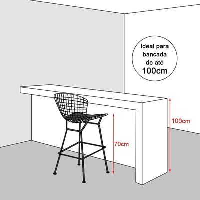 Banqueta Bertoia Preta D70 Assento Marrom