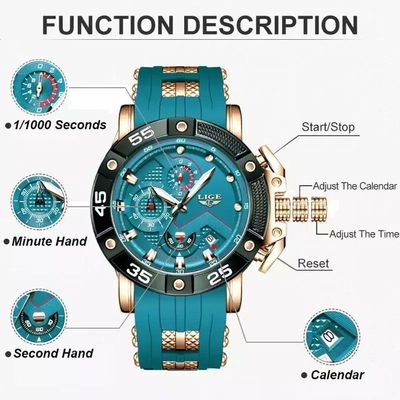 Relógio Lige Esportivo Com Pulseira De Silicone Aço Inoxidável Azul Claro