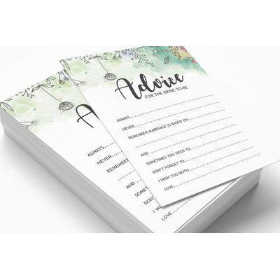 Cartões de Jogo Quadrados em Branco, 50 Un., Ideias de Presente para Chá de Noiva e Despedida de Solteira, Floral com Folhagem - Inkdotpot 12,7 Cm × 17,78 Cm / Branco - Cartão de Conselho