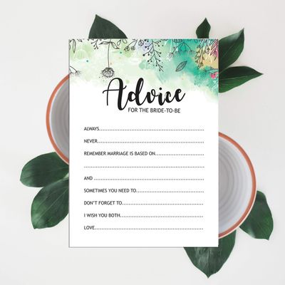 Cartões de Jogo Quadrados em Branco, 50 Un., Ideias de Presente para Chá de Noiva e Despedida de Solteira, Floral com Folhagem - Inkdotpot 12,7 Cm × 17,78 Cm / Branco - Cartão de Conselho