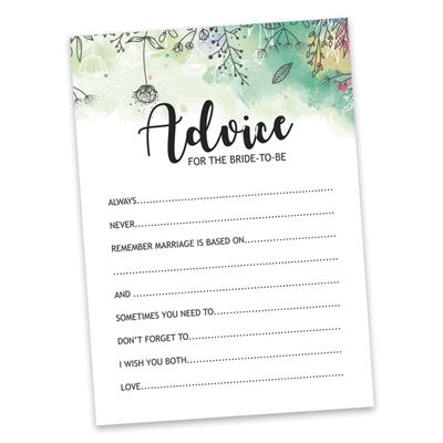 Cartões de Jogo Quadrados em Branco, 50 Un., Ideias de Presente para Chá de Noiva e Despedida de Solteira, Floral com Folhagem - Inkdotpot 12,7 Cm × 17,78 Cm / Branco - Cartão de Conselho