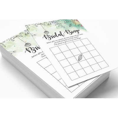 Cartões de Jogo Quadrados em Branco, 50 Un., Ideias de Presente para Chá de Noiva e Despedida de Solteira, Floral com Folhagem - Inkdotpot 12,7 Cm × 17,78 Cm / Branco - Bingo da Noiva