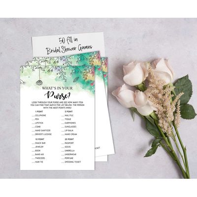 Cartões de Jogo Quadrados em Branco, 50 Un., Ideias de Presente para Chá de Noiva e Despedida de Solteira, Floral com Folhagem - Inkdotpot 12,7 Cm × 17,78 Cm / Branco - O Que Tem na Sua Bolsa