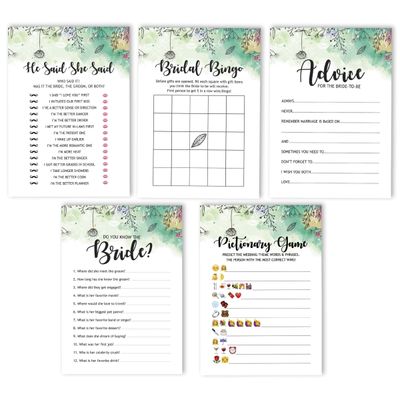Cartões de Jogo Quadrados em Branco, 50 Un., Ideias de Presente para Chá de Noiva e Despedida de Solteira, Floral com Folhagem - Inkdotpot 12,7 Cm × 17,78 Cm / Branco - Conjunto de Jogos