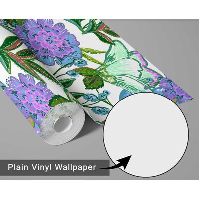 Vinil Autoadesivo Removível para Parede, Estampa Floral Folk Chique Verde, Mural Instantâneo para Banheiro e Lavanderia - S4Sassy 63,5 cm (L) × 914,4 cm (C) / Verde - Vinil Liso