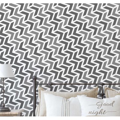 Papel de Parede Autoadesivo Impermeável com Estampa de Flechas Intertravadas, Cinza, Removível para Quarto e Sala de Jantar - S4sassy 63,5 cm (L) × 609,6 cm (C) / Cinza - Vinil Liso