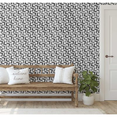 Papel de Parede Autoadesivo Impermeável com Estampa de Flechas Intertravadas, Cinza, Removível para Quarto e Sala de Jantar - S4sassy 63,5 cm (L) × 609,6 cm (C) / Cinza - Vinil Liso