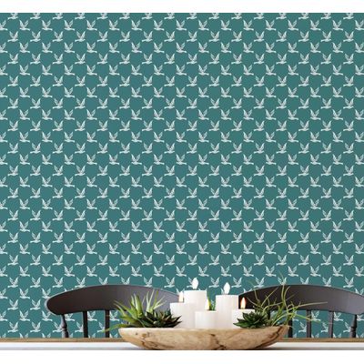 Papel de Parede Autoadesivo com Estampa de Pássaros Voando, Vinil Verde Removível DIY para Parede de Destaque na Entrada - S4sassy 63,5 cm (L) × 304,8 cm (C) / Verde - Vinil Liso