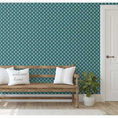 Papel de Parede Autoadesivo com Estampa de Pássaros Voando, Vinil Verde Removível DIY para Parede de Destaque na Entrada - S4sassy 63,5 cm (L) × 304,8 cm (C) / Verde - Vinil Liso