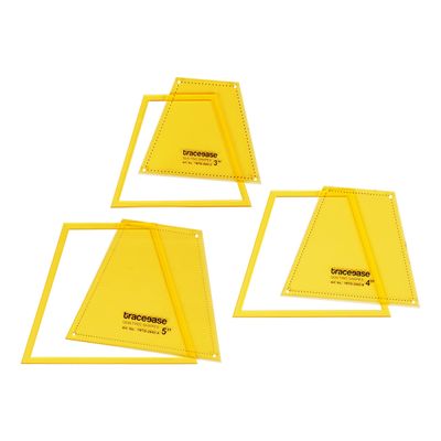 Conjunto de 3 Estênceis de Trapézio 7,6/10,2/12,7 cm para Matelassê, Costura e Patchwork - Traceease Amarelo