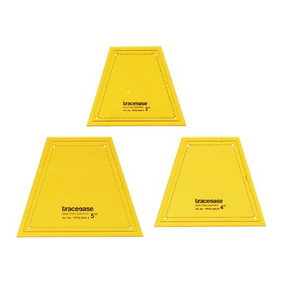 Conjunto de 3 Estênceis de Trapézio 7,6/10,2/12,7 cm para Matelassê, Costura e Patchwork - Traceease Amarelo