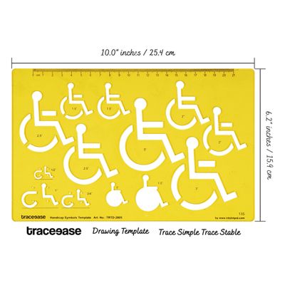 Traceease Estêncil Molde de Símbolo de Acessibilidade Humana para Designers e Ferramentas de Desenho - 1 Peça - Inkdotpot Amarelo