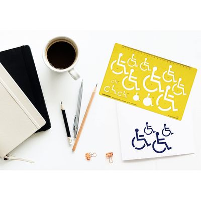 Traceease Estêncil Molde de Símbolo de Acessibilidade Humana para Designers e Ferramentas de Desenho - 1 Peça - Inkdotpot Amarelo