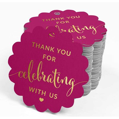 Etiquetas Metalizadas para Lembranças Obrigado por Celebrar conosco Chá de Noiva-Chá de Bebê-Aposentadoria-Casamento-Aniversário - Inkdotpot 50 Etiquetas Metalizadas / Rosa - Dourado