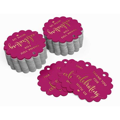 Etiquetas Metalizadas para Lembranças Obrigado por Celebrar conosco Chá de Noiva-Chá de Bebê-Aposentadoria-Casamento-Aniversário - Inkdotpot 50 Etiquetas Metalizadas / Rosa - Dourado