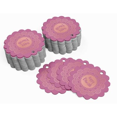 Etiquetas de Papel 'Happy Diwali' para Lembrancinhas com Acabamento Metalizado, Pendentes - Inkdotpot 50 Etiquetas Metalizadas / Rosa - Ouro Rosé