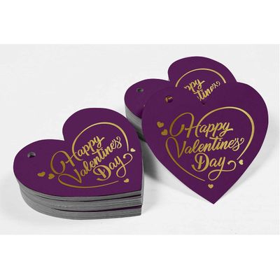 Etiquetas de Papel Metalizado para Pendurar "Feliz Dia dos Namorados" para Lembrancinhas - Inkdotpot 50 Etiquetas Metalizadas / Roxo - Prata