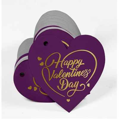Etiquetas de Papel Metalizado para Pendurar "Feliz Dia dos Namorados" para Lembrancinhas - Inkdotpot 50 Etiquetas Metalizadas / Roxo - Prata