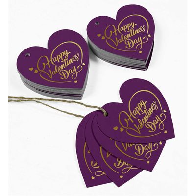 Etiquetas de Papel Metalizado para Pendurar "Feliz Dia dos Namorados" para Lembrancinhas - Inkdotpot 50 Etiquetas Metalizadas / Roxo - Prata