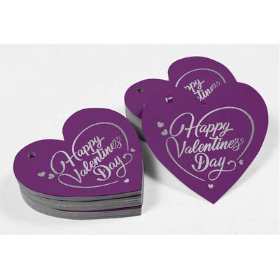 Etiquetas de Papel Metalizado para Pendurar "Feliz Dia dos Namorados" para Lembrancinhas - Inkdotpot 50 Etiquetas Metalizadas / Roxo - Prata