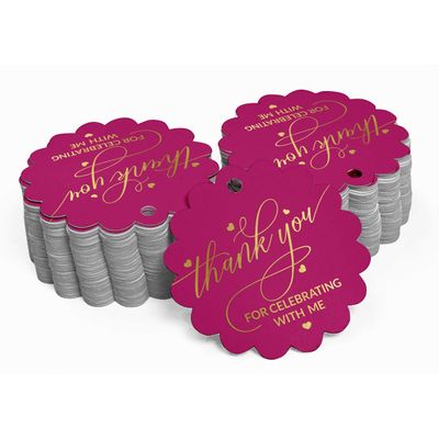 Tags de Papel para Lembrancinhas de Aniversário 'Thank You for Celebrating with Me' com Foil - Inkdotpot 100 Etiquetas Metalizadas / Rosa - Ouro Rosé