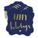 Etiquetas Pendentes de Papel em Formato de Colchete com Metalizado 'Happy Holiday' para Lembrancinhas - Inkdotpot 50 Etiquetas Metalizadas / Azul - Dourado