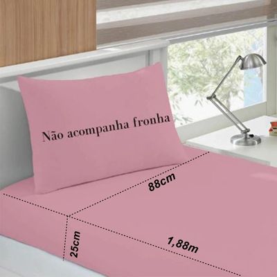 Lençol Buettner Solteiro Malha Basic Liso com Elastico Rose Blush