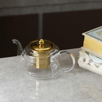 Chaleira De Vidro Com Infusor Dourado 600ml Wolff