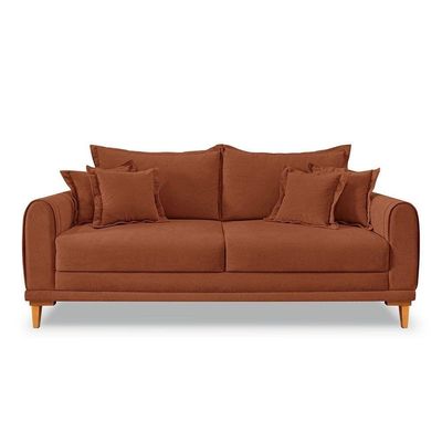 Sofá Living 2 Lugares 1,60m Livia Bouclê Pés De Madeira - Pallazio Cor Terracota