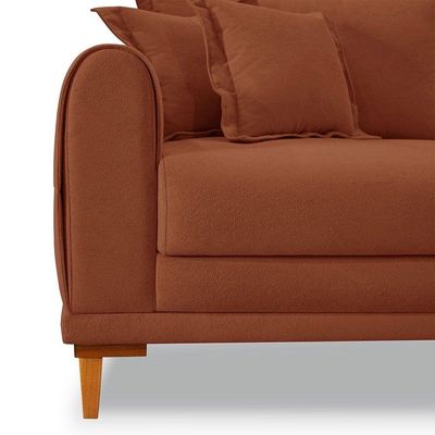 Sofá Living 2 Lugares 1,60m Livia Bouclê Pés De Madeira - Pallazio Cor Terracota