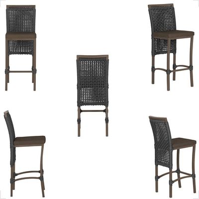 Mesa Bistrô E 2 Banquetas Roma Marrom Corda Estofado 9 Trama Preto