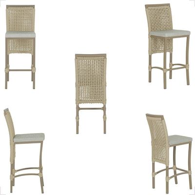Mesa Bistrô Com 4 Banquetas Roma Fendi Corda Náutica 3 Trama Rami