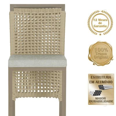 Mesa Bistrô Com 4 Banquetas Roma Fendi Corda Náutica 3 Trama Rami