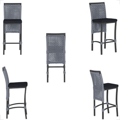 Mesa Bistro E 4 Banquetas Roma Preta Corda Náutica 12 Prata
