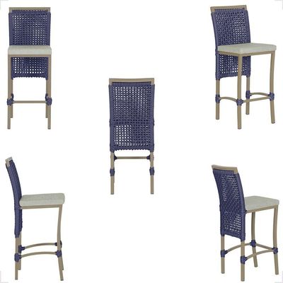 Mesa Bistrô 2 Banquetas Roma Fendi Corda Náutica 3 Trama Azul