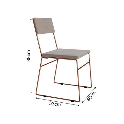 Kit 4 Cadeiras De Jantar Málaga Veludo Base Cobre Para Sala Cozinha Conforto Decor - Cobre-bege