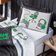 Kit Cobre Leito Colcha Casal Padrão Game Streamer Verde Dupla Face Com Almofadas Estampadas 07 Peças
