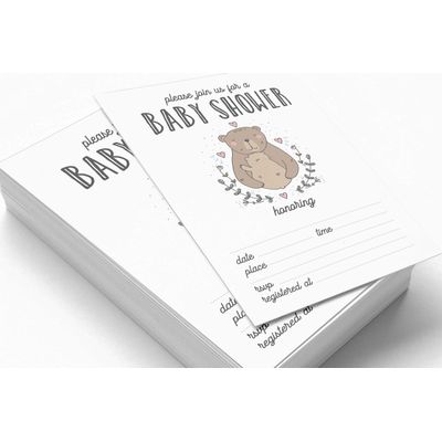 30 Cartões de Chá de Bebê para Preencher, Tema Ursos e Animais da Selva, Em Branco - Inkdotpot 12,7 Cm × 17,78 Cm / Branco - Convite