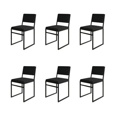 Kit 6 Cadeiras Industrial Isa Veludo Preto Para Mesa Sala Cozinha Conforto - Preto