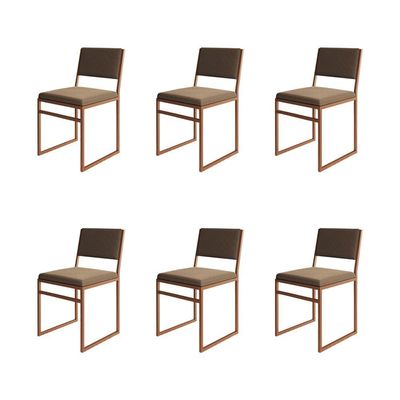 Kit 6 Cadeiras Industrial Isa Veludo Marrom Base Cobre Para Mesa Sala Cozinha - Cobre-marrom
