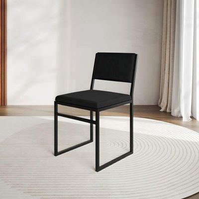 Kit 6 Cadeiras Industrial Isa Veludo Preto Para Mesa Sala Cozinha Conforto - Preto