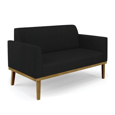 Sofá Namoradeira Com 2 Poltronas Base De Madeira Fixa Castanho Marisa Linho D03 - D?rossi Cor A79 Preto
