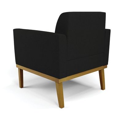 Sofá Namoradeira Com 2 Poltronas Base De Madeira Fixa Castanho Marisa Linho D03 - D?rossi Cor A79 Preto