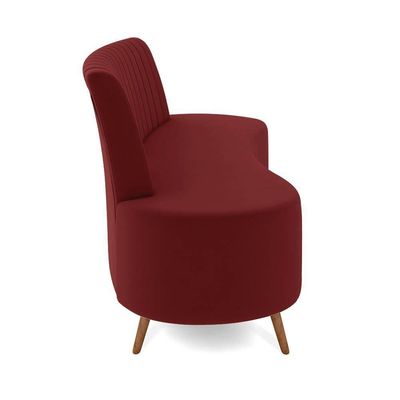 Sofá 2 Lugares Living 160cm Pé Palito Maraú Veludo Vermelho K01 - D'rossi
