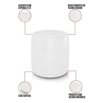 Sofá Namoradeira Com Poltrona E Puff Orgânico Sala Malu Sintético Pu Branco M11 - D'rossi