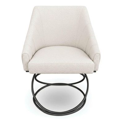 Kit 4 Poltronas Luxo Alana Bouclê Bege Base Luxo Preto - Pallazio