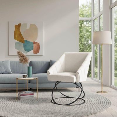 Kit 4 Poltronas Luxo Alana Bouclê Bege Base Luxo Preto - Pallazio