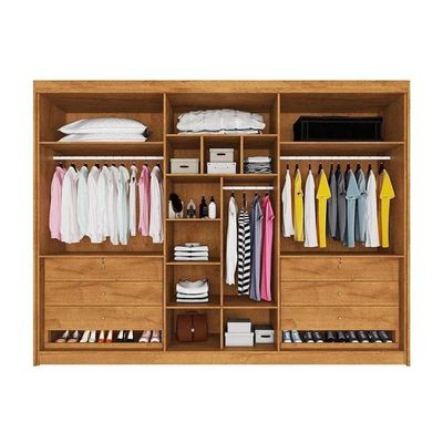 Guarda Roupa Casal Ripado 6 Portas 6 Gavetas - Potente-peroba - Móveis Europa